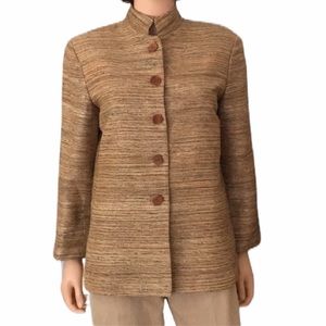 Vintage Barry Bricken woven silk mandarin collar  blazer